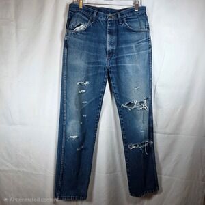 Rustler Distressed Straight Leg Jeans Mens 32x32 Blue Denim Vintage Style